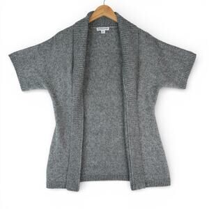 Pendleton Open Front Cardigan Sweater Womens M Gray Wool Blend Short Sleeve Cozy